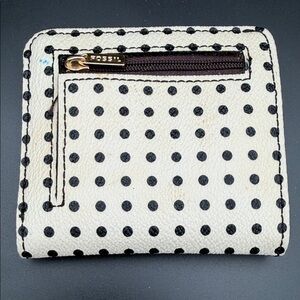 Fossil Black and Cream Polka Dot Wallet